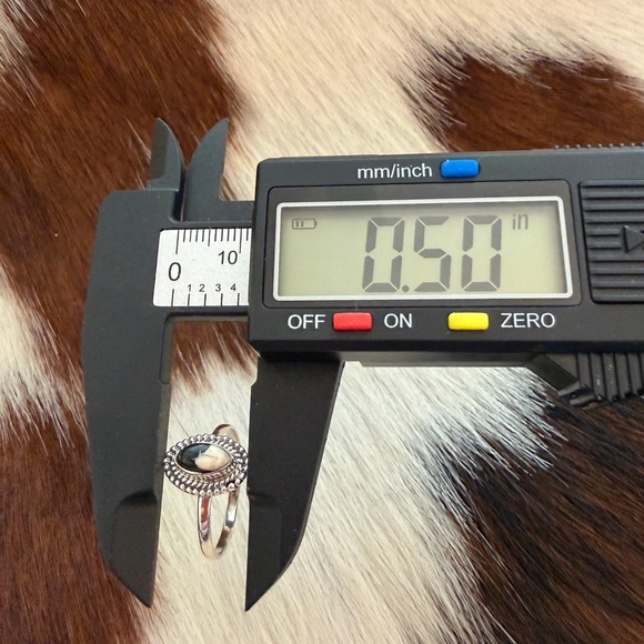 ❤️ White Buffalo Turquoise Oval Sterling Ring Size 7.25 Decorative Navajo Style - Picture 12 of 15